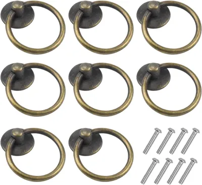 Imagen del producto de Pomos de metal para puertas, 8 unidades, color bronce, para muebles y cajones