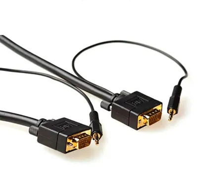 Zdjęcie produktu dla ACT AK4993, 7 m, VGA (D-Sub) + 3.5mm, VGA (D-Sub) + 3.5mm, Złoto, Czarny, Męska/Męska