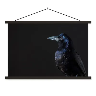 Produktbild von MuchoWow® Textilposter Vogel - Tiere - Schwarz 60x40 cm mit schwarzem Rahmen - Hölzernes