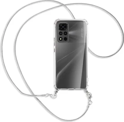 Produktbild von Handykette Backcover-Schutzhülle mit Band (Metall silberfarben) für Honor View 40 Pro (V40 Pro, 6.6'') - silberfarbene Kette Snake
