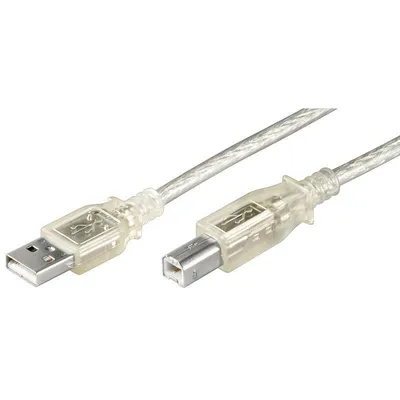 Image de Goobay 68974 Câble USB 2.0 Hi-Speed, transparent, 5 m - Prise USB 2.0 (type A) > Prise USB 2.0 (type B)