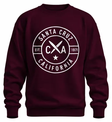 Immagine prodotto di Santa Cruz California Surfbrett Surfen Surfer Vintage Strand 1971 Unisex Felpa Pullover, Borgogna, L