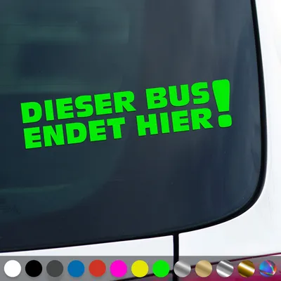 Produktbild von PantherPixel Bus Aufkleber Endet Hier Camping Reisen Transporter Sticker Auto Geschenkidee Farbe Neon-Grün