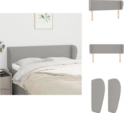 Produktbild von vidaXL Kopfteil mit Ohren Hellgrau 147x23x78/88 cm Stoff -  Kopf- & Fußenden