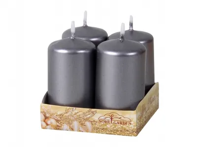 Obrázok produktu pre Adventná sviečka metalická lesklá d4x8cm 4ks