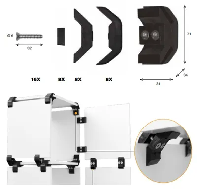 Imagen del producto de Conector para muebles, ángulo de 90° – juego de 8 unidades