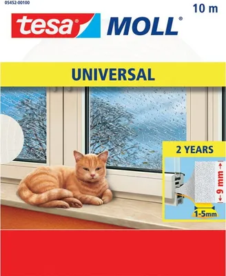Produktbild von Tesa - Moll Universal tochtstrip, 10 m x 9 mm, wit