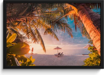 Produktbild von MuchoWow® MuchoWow® Gerahmtes Poster Strand - Palme - Meer 60x40 cm - Poster mit zchwarzem Bilderrahmen - Printing - Wanddeko Schlafzimmer