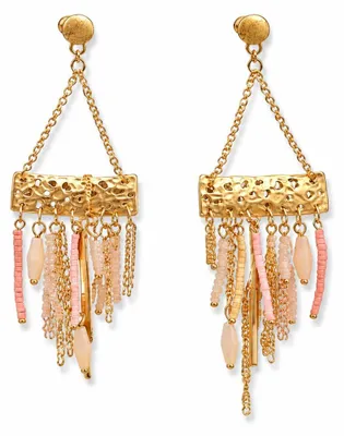 Produktbild von Biba Ohrhänger Ohrringe Grün Rosa Anhänger Ibiza Stil  – Rosa