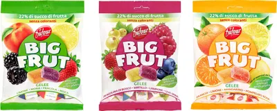 Produktbild von Testpaket Dufour Big Frut Gelee Beeren, mediterrane Früchte und Zitrusfrüchte 150 g