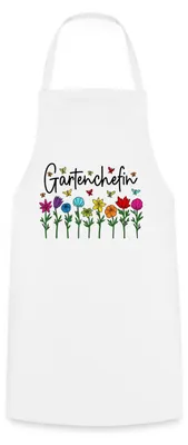 Produktbild von Spreadshirt Gartenchefin Garten Gartenarbeit Blumen Kochschürze, One size, Weiß