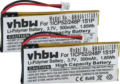 Produktbild von vhbw 2x Akku Ersatz für Sena 1ICP52/248P 1S1P für Wireless Headset Kopfhörer (500 mAh, 3,7 V, Li-Polymer)