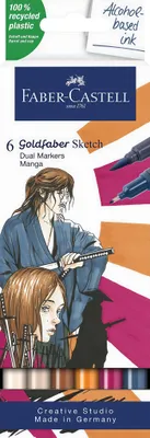 Produktbild von Set de Rotuladores Faber-Castell Goldfaber Sketch - Manga Doble 6 Piezas