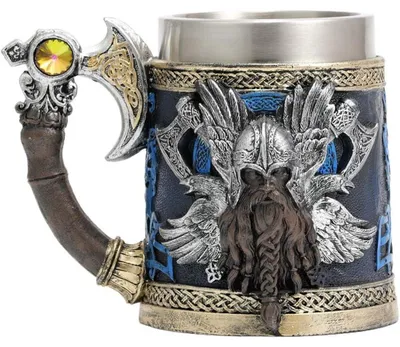 Produktbild von Bierkrug Wikinger Krieger Tomahawk Edelstahl 600ml