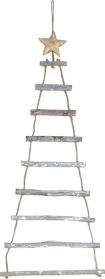 Produktbild von Holzleiter mit Stern - Dekoleiter - 25 x 70 cm Natur - 62233