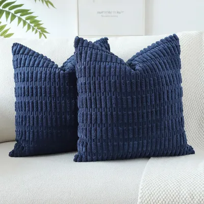 Produktbild von Kissenbezüge Kordsamt 2er Set Dunkelblau 40x40 cm