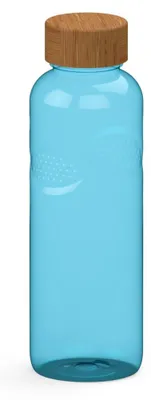 Immagine prodotto di Borraccia Carve 'Natural' da 1 litro - Adatta per bevande gassate - Borraccia con tappo in legno - Trasparente-Blu