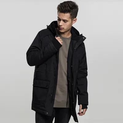 Produktbild von Urban Classics - Herren HOODED HEAVY Thumbhole Parka BLACK S