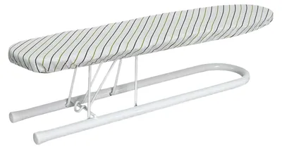 Produktbild von Tragbares Mini Bügelbrett - Stahl Tischbügelbrett - Für Kleidung und Ärmel - Klein klappbar - Einfach zu verstauen und zu tragen - Weiß