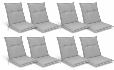 Immagine prodotto di Beautissu Set di 8 cuscini per sedie a schienale basso Base NL, 100x50 cm, grigio