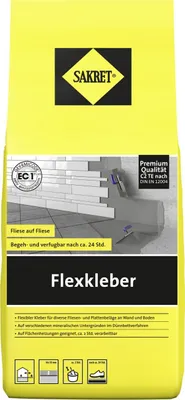 Produktbild von SAKRET Flexkleber grau flexibel emissionsarm temperaturbeständig Fliese auf Fliese 1 kg