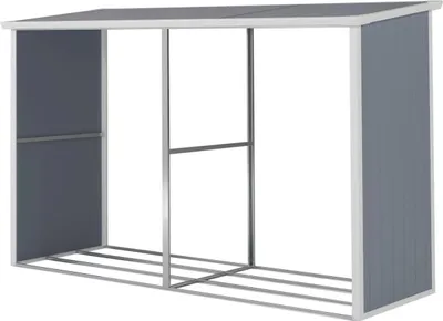 Produktbild von Kaminholzregal außen aus Harz "Alexandre" - 3,38 m² - 302 x 112 x 190 cm - Grau