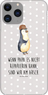 Produktbild von Mr. & Mrs. Panda Iphone 11 Pro Handyhülle Wenn Papa es nicht reparieren kann, sind wir am Arsch - Grau Pastell - Geschenk, Vatertag, Handy Case, Bester Der Welt, Pinguin