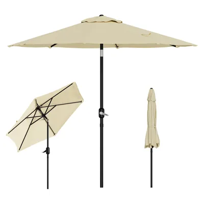 Produktbild von Gartenschirm Sonnenschirm Ø230 cm, UV-Schutz & wasserabweisend, neigbar mit Kurbel, stabiler Eisenmast mit 6 Rippen für Terrasse, Garten, Pool
