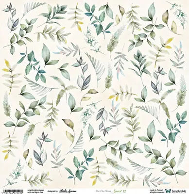 Immagine prodotto di SCRAPandME 30x30cm carta per scrapbooking monofacciale 250g, Foglie 12