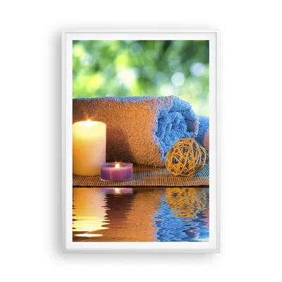 Produktbild von Gerahmtes Poster - Weißer Rahmen - Natur Entspannung Spa Kerzen - 70x100 cm - Wand Bild - Wanddeko - Wandbilder - Wandposter - Bilderrahmen - Bilder - Kunstdruck - Wandbild - P2WPA70x100-2554