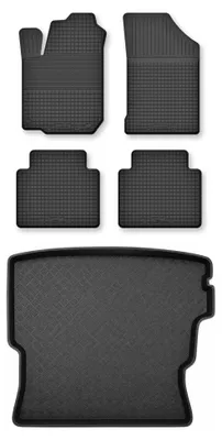 Zdjęcie produktu dla Dywaniki gumowe + mata bagażnika do Renault Thalia I 2000-2006 – czarne, dobierane – Wielganizator Semi-Universal