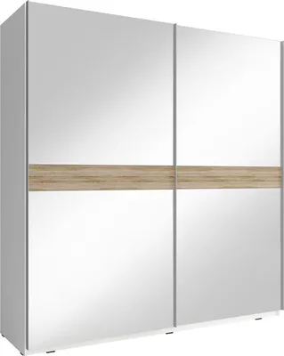 Produktbild von Schwebetürenschrank Schlafzimmerschrank Spiegel weiß sonoma eiche 150x63x214cm