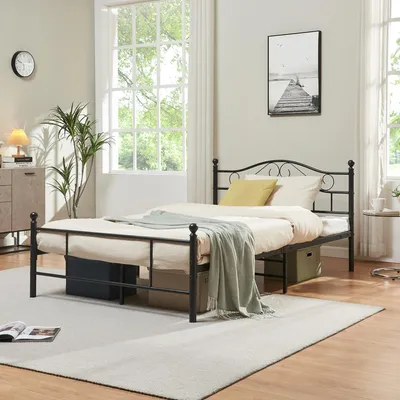 Produktbild von Metallbett 'Florenz' 120x200 Schwarz Bettgestell Bett Schlafzimmer Jugendbett