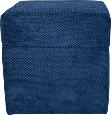 Zdjęcie produktu dla Pufa welurowa ZEFIR DOT 40x40 cm kwadratowa z pojemnikiem pufa tapicerowana otwierana do salonu granatowa