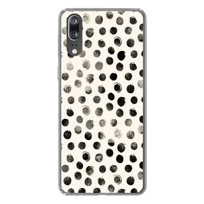 Produktbild von MuchoWow® Handyhülle Schutzhülle Hülle für Huawei P20 Polka dots - Schwarz - Weiß Silikon Softcase Handy Hülle - Hardcover