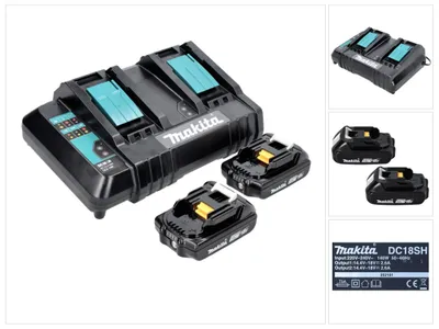 Produktbild von Makita Power Source Kit 18 V mit 2x BL 1820 B 2,0 Ah Akku ( 197254-9 ) + DC 18 SH Doppel Ladegerät ( 199687-4 )