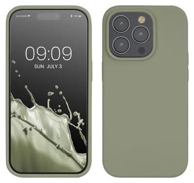 Produktbild von kwmobile Handyhülle für iPhone 14 Pro Hülle, für iPhone 14 Pro Case - Hülle Silikon - kabelloses Laden - Graugrün