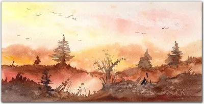Produktbild von Coloray Bild aus Leinwand 120x60 Leinwand Dekoration - Aquarelle Wald
