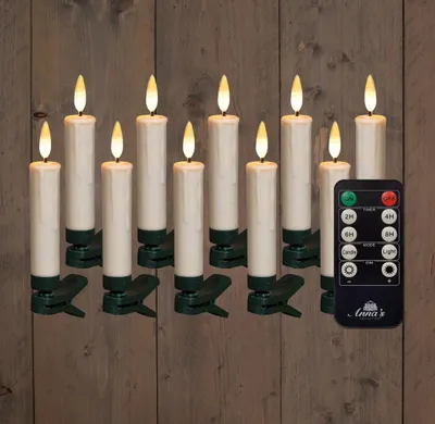 Productafbeelding van Kaarsen LED op knijper met bewegende vlam wit 10 stuks Anna's Collection