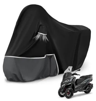 Obrázek produktu pro Ochranný obal na motocykl, venkovní použití, materiál Oxford 420D, pro motocykl Piaggio MP3 400/500 (bez úložného prostoru), barva černá/tmavě šedá