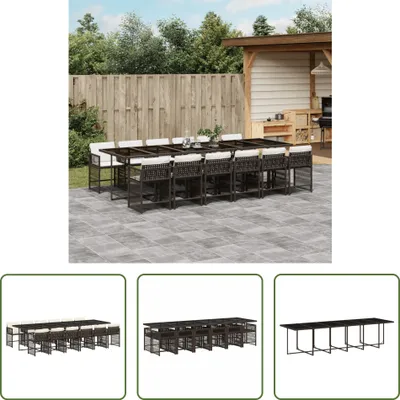 Produktbild von The Living Store 13-tlg. Garten-Essgruppe mit Kissen Braun Poly Rattan