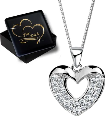 Produktbild von Damen Mädchen Herz Halskette mit Anhänger echt 925 Sterling Silber K623+V11+40cm