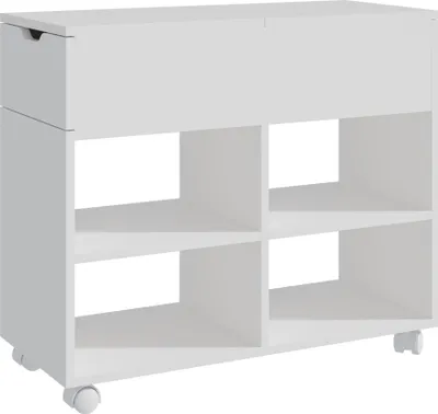 Produktbild von Relaxdays Rollcontainer, 5 Fächer, Schublade, HxBxT: 61 x 70 x 30 cm, offen, schmaler Aktenschrank auf Rollen, weiß