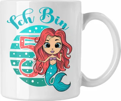Produktbild von Trendation - Lustige Meerjungfrau-Tasse 5. Geburtstag Geschenk für Mädchen (Weiß)
