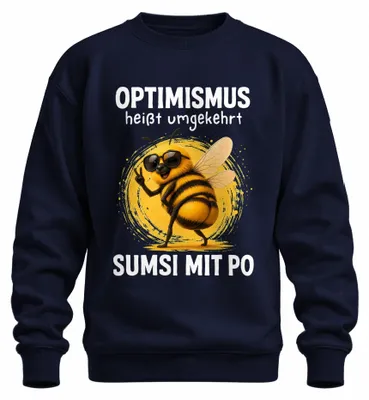 Imagen del producto de Optimismus: Sudadera con estampado "Sumsi" y mensaje sarcástico, color azul marino, talla XL