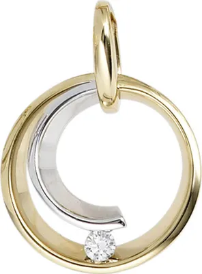 Produktbild von Anhänger Kreis mit Diamant Brillant 585 Gold Gelbgold Weißgold
