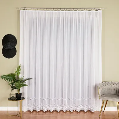 Produktbild von JAGODA – Fertiger Jacquard-Vorhang mit geradem Saum – 400 x 250 cm – weiß