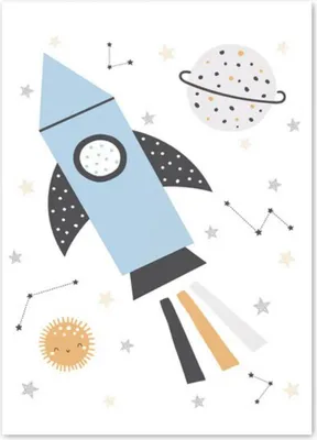 Produktbild von TPFLiving Kunstdruck LW-1078 (OHNE RAHMEN) Poster - Leinwand - Wandbild - Hochauflösender Giclée-Druck, langlebig und hochwertig - Raumschiff, Rakete, Weltall - Für Kinderzimmer -  - Größe: 40x50cm