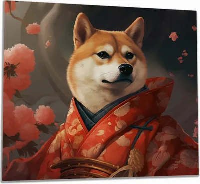 Produktbild von Wallario Herdabdeckplatte aus Glas, Größe 60 x 52 cm 1-teilig, Motiv Samurai Shiba