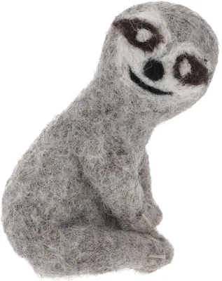 Produktbild von Handgemachte Fingerpuppe aus Filz - Faultier, Grau, Wolle, 10*6*4 cm, Deko aus Filz